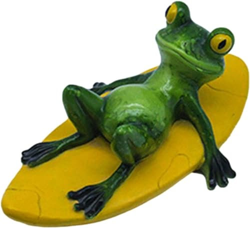 Shidongbla Water Floating Desk, Frog Sculpture, Durable Resin Garden Figure, Ideal for Pond, Aquarium, Garden Decoration (A)
