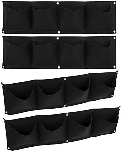 Akozon Wandmontierte Pflanztaschen, 4er-Pack, 4-Taschen-Pflanztasche, Umweltfreundliche Wand-Pflanztasche aus Filz, Wiederverwendbares Gartenzubehör für Blumen, Erdbeeren und