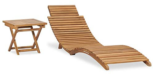 ZEYUAN Klappbare Sonnenliege mit Tisch Massivholz Teak, Gartenliege, Liegestuhl, Sonnenstuhl, Sonneninsel Outdoor, Liegen, Gartenmöbel, Bäderliege, Relaxliege - 310666