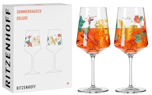 RITZENHOFF 2841020 - Set di 2 bicchieri da aperitivo Sprizz, 500 ml, serie Sommerrausch Deluxe con collage colorato, made in Germany