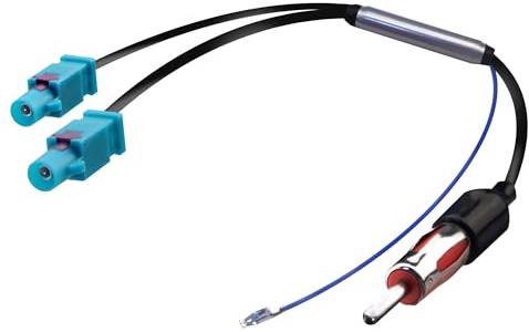 Xahpower Autoradio Antennenadapter Dual Fakra Stecker auf DIN Stecker mit Phantomeinspeisug und Verstärker, Auto Radio Antenne Adapter Kabel Kompatibel mit Volkswagen Audi VW Skoda BMW, 36 cm