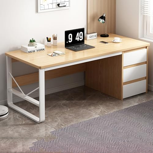 Stehpult mit Stauraum und Schubladen – Moderner Home-Office-Schreibtisch zum Arbeiten, Spielen und Lernen – Große Schreibtischplatte, Stahlrahmen, Massivholzmaterial