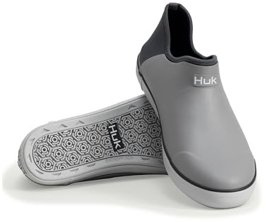 HUK - Mens Rogue Wave Waterproof Fishing & Outdoor Shoes for Men, Neoprene Lining, Non-Marking Rubber Outsole, Superior Traction, Comfortable EVA Footbed, Grey, 11