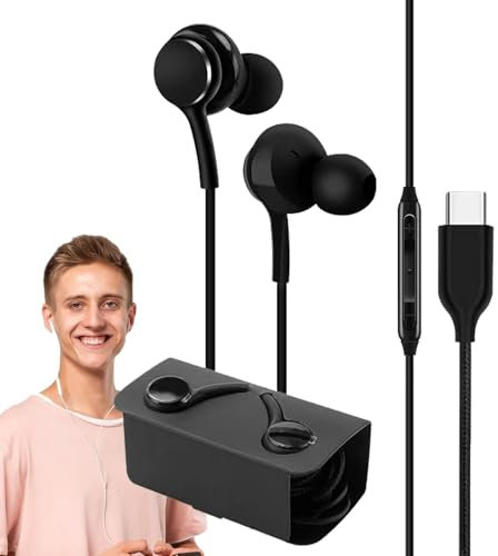 Generic - Écouteurs filaires USB C, intra-auriculaires avec microphone - Étanches, son stéréo Hi-Fi pour smartphone, ordinateur portable - Noir