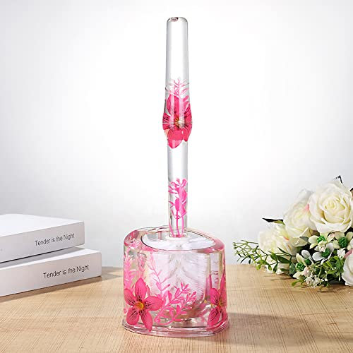 Luxuriöses WC-Bürsten-Set aus Kristall, Acryl, elegantes rosa Lilien-Design für stilvolle Badezimmerdekoration
