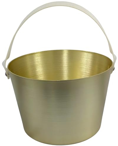 Seau de sauna en aluminium champagne avec sangle de transport flexible de la marque SudoreWell by MaReBa24®
