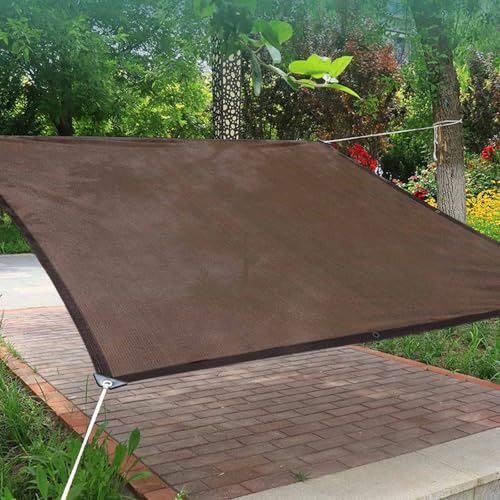 Tenda A Vela Rettangolare 4x6 4x3 4x5, Antistrappo, Tenda da Sole per Esterno, Permeabile all'Aria, Rete Ombreggiante con Occhielli, Facile Montaggio, per Giardino,Balconi,Terrazza(Curry,5x5m)