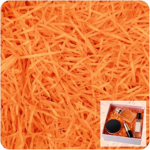 200 g strimlat silkespapper för presentaskar Orange, 200 gram Khaki Mjukt strimlat papper för korgar Fyllning och förpackningsfyllning Strimlat fyllningspapper för jul, födelsedag
