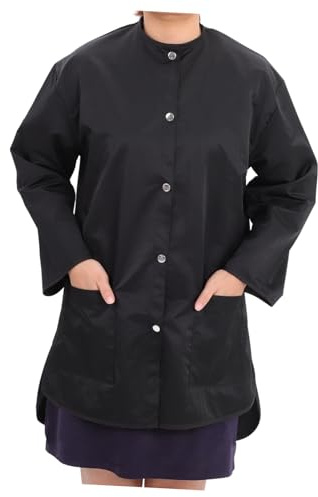 minkissy Friseur Langarm Arbeitsanzug Damen Polyester Schwarz Atmungsaktiv Schnelltrocknend Berufsbekleidung Für Schönheitssalon Und Gastronomie