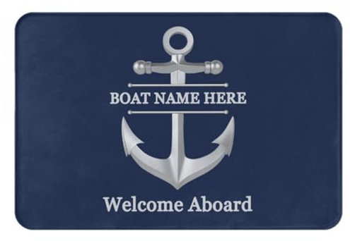 VWCSDSCS Zerbino decorativo personalizzato a tema nautico, tappetino per barca a ancora, nome personalizzato benvenuto a bordo ancora vela decorazione per casa interna esterna portico anteriore
