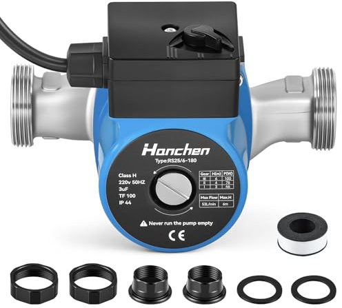 Hanchen Umwälzpumpe Heizung 3-Gang Edelstahl Heizungspumpe 25-60/180 Umwälzpumpen Zirkulationspumpe Warmwasser 220V