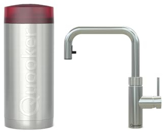 Quooker Flex Square | Reservoirs COMBI+ | Voll-Edelstahl | sofort-Kochend-Wasserhahn | Reservoirs COMBI+