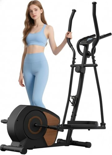 Cyclette per la casa, Aeriflo S100C, trainer ellittico magnetico con Bluetooth e app, 16 livelli di resistenza, display LCD e ruote per il trasporto, cross trainer ultraleggero per allenamento cardio