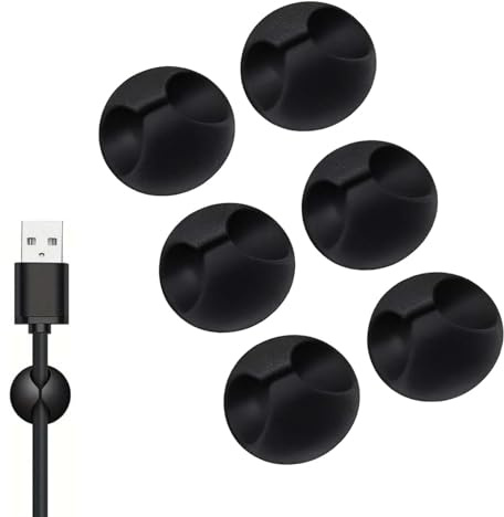Adhesive cable tidy clips, Universal Cord Organizer,black,6-Pack Self | cable clips,adhesive cable clips, cable holder clips, for Desk, USB, Charger, TV & Laptop Cables