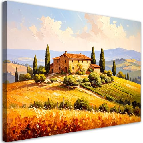 Feeby Bilder - Foto Geschenk - Toskana - Landschaft - Ansicht - 100x70 1tlg - Leinwandbilder Wohnzimmer - Wandbild über dem Bett - Bild Schlafzimmer - Aesthetic Zimmer Deko - Modern Pictures