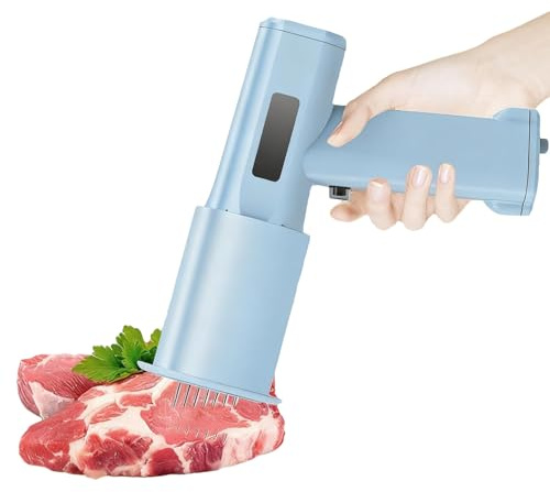 WUCIOA Ablandador de carne eléctrico, martillo de carne portátil con 13 agujas de acero inoxidable, 5 horas de autonomía, 5000 perforaciones por minuto, resistente al agua IPX8, ideal para ablandar