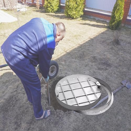 WJFTODAY Couvercle de Regard en Acier renforcé pour puits en béton, Couvercle de caniveaupour puits en béton, Couvercle de caniveau Rond Robuste pour trottoirs urbains, sur Mesure (95 cm) - et fiable