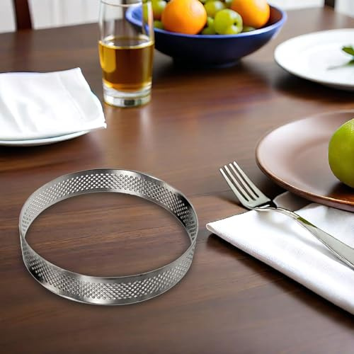 HOLIDYOYO 2 pièces Anneaux à Tarte Acier Inoxydable Perforés Moules Antiadhésifs pour Mousse Gâteau et Pâtisserie Cuisson Uniforme pour Desserts Individuels