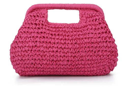 LHHMZ Women Straw Dumpling Clutch Bag, Woven Straw Clutch Handbag, Summer Beach Crossbody Shoulder Bag for Vacation Travel