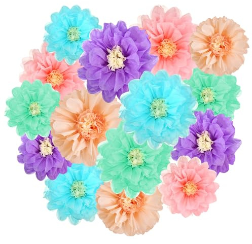 BSITSSS 15 Piezas Flores de Papel, Multicolor Flores Papel, Flore Grandes Depapel para Cumpleaños, Graduaciones, Baby Showers, Bodas y Carnaval