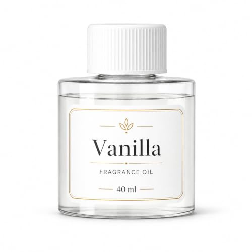 Recharge Huile Parfumée 40 ml, Huile Aromatique pour Diffuseur de Parfum, Parfum d’Ambiance et Désodorisant Intérieur, pour Salle de Bain Chambre et Salon, Senteur Vanille（Vanilla）