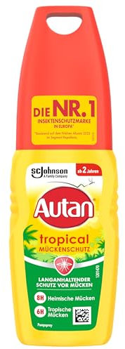 Autan Tropical Pumpspray, Mückenschutz für Körper & Gesicht, Travel Essentials, 1er Pack, (1 x 100 ml)