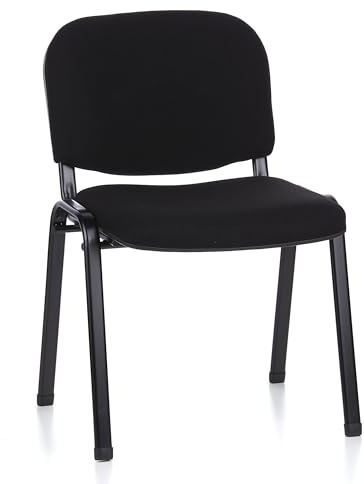 hjh OFFICE Chaise De Visiteur Empilable XT 600 Chaise de Conférence, Siège Confortables Peu Encombrant Bureau Salle de Réunion Espace de Réception, Tissu Noir