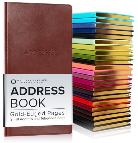 Gallery Leather Small Address Book with Alphabetical Tabs up to 403 Records
