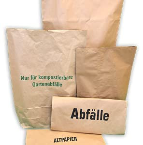 50 St. Papier-Bioabfallsäcke 120l Format 70x95x22 cm Motiv: Kompostabfälle, 2lagig, mit extra Bodendeckblatt