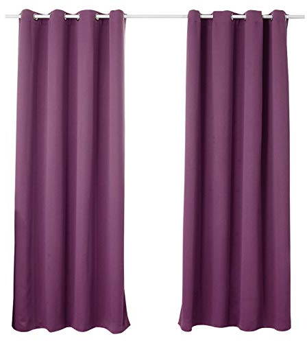 WOLTU Verdunklungsvorhänge mit Ösen Gardinen Blickdicht 135x245cm Violette | 2er Set, 250g/m² schwere Gardinen mit Sichtschutz, Thermovorhang für Wohnzimmer und Schlafzimmer, Länge 245 cm