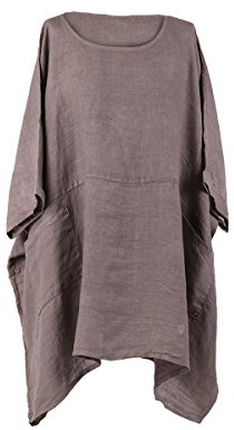 LushStyleUK New Ladies Italian Plus Size Plain Linen Tunic Top Women Lagenlook Top Plus Size (Mocha)