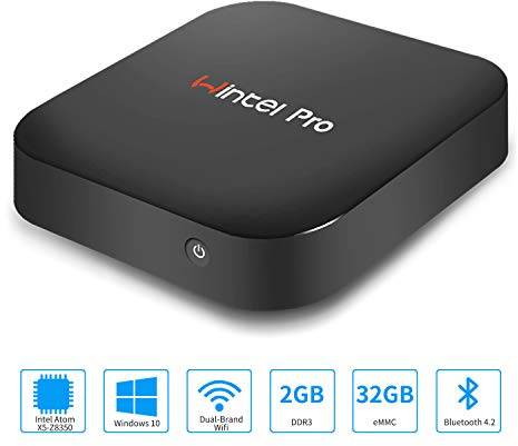 Aoxun Mini PC T8 Mini Ordenador Windows 10 Pro(64 bits) sin Ventilador,Ordenadores de sobremesa(Intel Atom x5-Z8350 de DDR3 2GB+32GB eMMC Gráfico HD WiFi Dual 2.4G+5G BT 4.01000Mbps LAN)