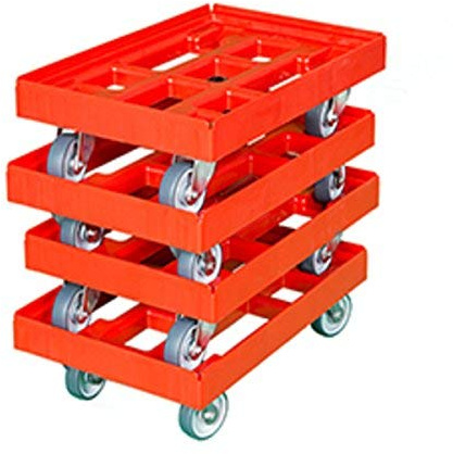 4er Set Transportroller Typ 610 x 410 mm feuerrot, offene Ausführung Euro-Boxen