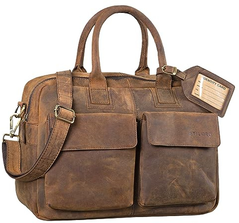 STILORD Carlo Große Umhängetasche Leder Lehrertasche Aktentasche Schultertasche Reise Beruf Freizeit 15,6 Zoll Laptop College Bag Arbeit Büro Farbe:Cognac - braun