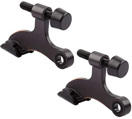 2 Pack Hinge Pin Door Stopper Oil Rubbed Brass - Adjustable Heavy Duty Hinge Pin Door Stop with Black Rubber Bumper Tips