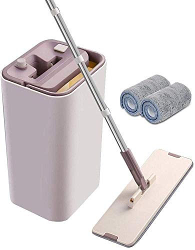 Sistema De Trapeador Y Balde De Piso Plano Balde De Trapeador De Acero Inoxidable Con Escurridor Trapeadores De Microfibra Para Sistema De Limpieza De Pisos 2 Almohadillas De Trapeador Reutilizables