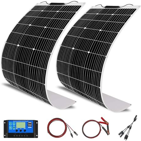 200W 12V Flexible Solarpanel Kit 2 stücke 100w Monocrystalline Off Grid Modul 20A Solar Laderegler für Auto, RV, Boot, Wohnwagen, Hause Dach 12v Outdoor Solar Ladegerät(200W solarpanel kit)