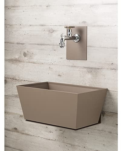 belfer Fontana a Parete da Giardino con Rubinetto e Vasca 42/PRQ Tortora
