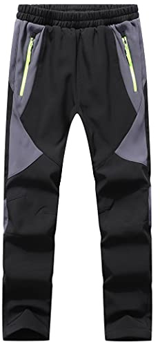 BenBoy Pantaloni Neve Bambino Impermeabile Pantaloni Sci Invernali Ragazze Ragazzo Pantaloni Trekking Softshell Arrampicata Escursionismo,KZ0008-Black-XS
