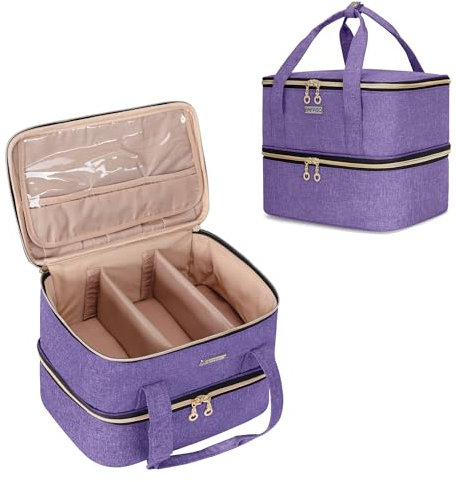 BAFASO Nail Polish Organiser Holds 40 Bottles (15ml - 0.5 fl.oz) and a Nail Lamp, Nail Polish Carrying Case with Manicure Tools Storage Sections (Bag Only), Purple (Patented)