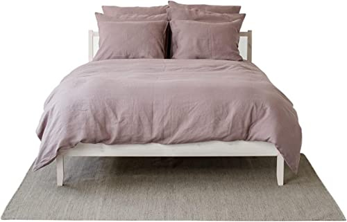 My Linen Home | Leinen Bettwäsche Set | 100% Stonewashed Leinen | Bettwäsche Leinen Double Set | Bettwäsche 240x220 cm - 1 Deckenbezug | 2 Kissenbezug 40x80 cm | Dusty Rose