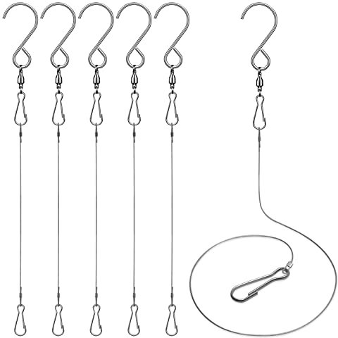 Tsocent Ganci girevoli, confezione da 10 ganci girevoli da appendere a 360°, con corda estesa da 31,8 cm, per girandole a vento, campane a vento, calze a vento e giradischi di cristallo (confezione da