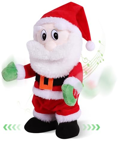 Gfilay Tanzender, laufender und singender Weihnachtsmann-Spielzeug, 30 Centimeters großer animierter Weihnachtspuppe mit lustigen Bewegungen und Liedern, für die Weihnachtsfeier und als Geschenk