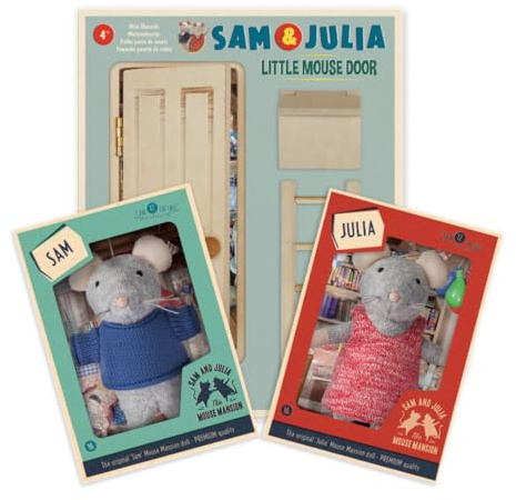 The Mouse Mansion Sam & Julia - Paket: Der Eingang zum Mäusehaus mit Sam und Julia – enthält: 1 Bastelset und 2 Kuscheltiere 12cm – für Kinder jeden Alters