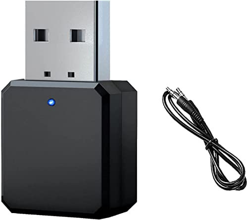 Adattatore Bluetooth USB 5.1 Con Doppia Uscita AUX/USB, Dongle Plug and Play per Autoradio, Ricevitore per Altoparlanti, Amplificatori Di Potenza e Auto