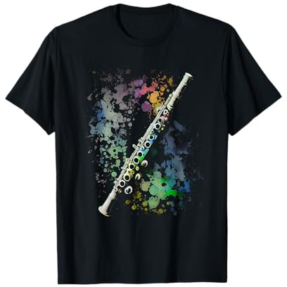 Querflöte Farben Bunt Musiker Geschenk für Flötenspieler T-Shirt