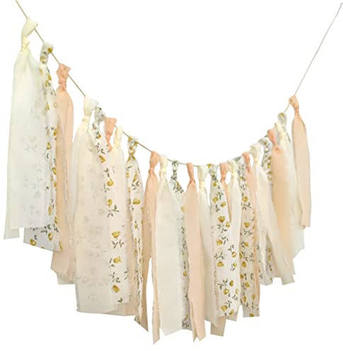 Mybbshower Peach Floral Chiffon Tsaasel Garland for Wedding Birthday Bridal Shower Bachelorette Engagement Party Backdrop Room Decor Photo Booth Hanging Decor