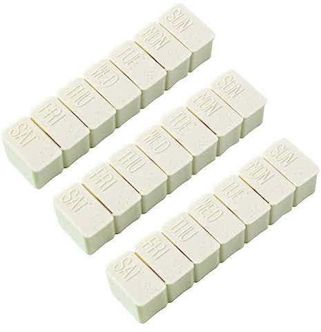 3 Stück Tablettenbox 7 Tage klein Pillendose, Tablettenbox Leicht Zu Öffnen Medikamentenbox 7 Tage Tabletten Wochenbox Tablettendose für Vitamine und Medikamente Bequem und bequem für Unterwegs