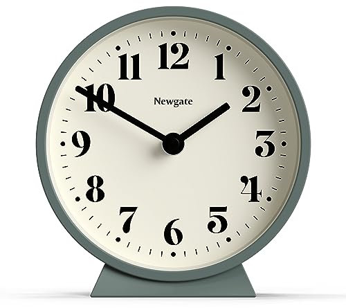NEWGATE® Theatre mantel clock | Modern classic round design | Asparagus green | Contemporary style for desk, table, shelf or bedside