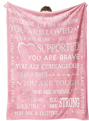 musaecoin Gifts for Women or Men - Inspirational Get Well Soon Blanket | Thinking of You Gift for Friend Sister Coworker, Feel Better After Surgery Gifts for Sick Women Men Her Him (Pink)